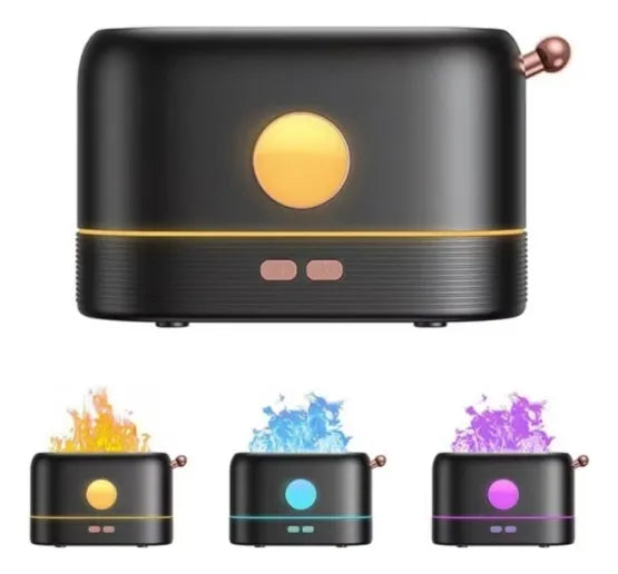 Humidificador Difusor De Aroma Chimenea Llamas Ultrasonico Negro