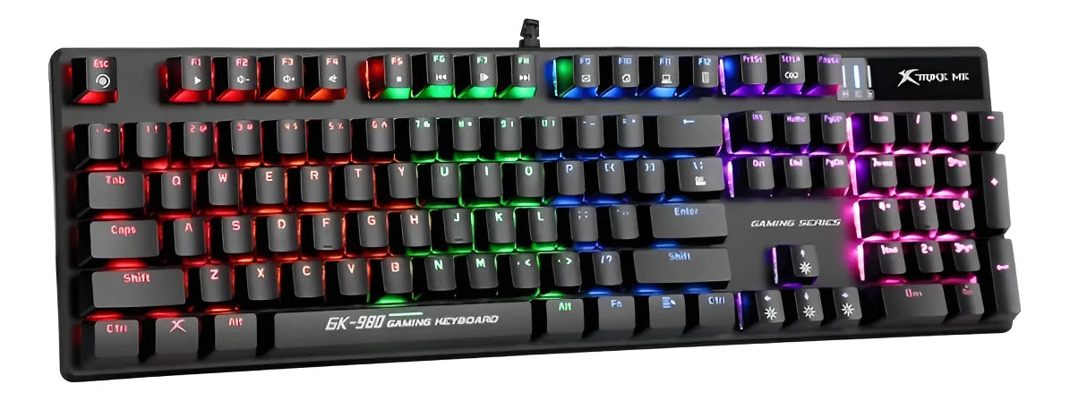 Teclado Gamer Xtrike Me Mecanico Numerico 7 Colores Gaming Negro