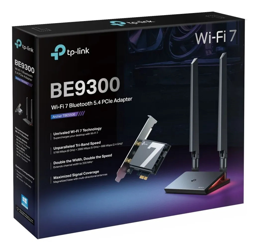 Adaptador Wifi 7 Pcie Be9300 + Bt 5.4 Tp-link Archer Tbe550e