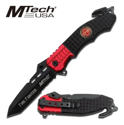 Cuchillo Navaja Tactica De Rescate Bomberos Camping Defensa Negro