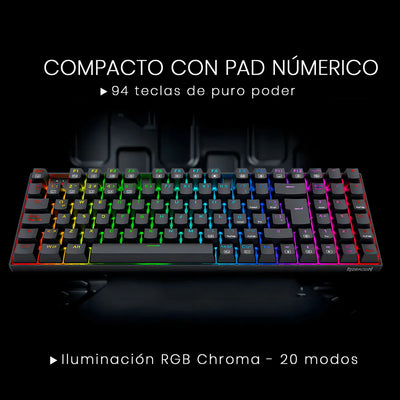 Teclado Gamer Redragon Ziggs K669-rgb Alámbrico, Español, Negro, Red Switch