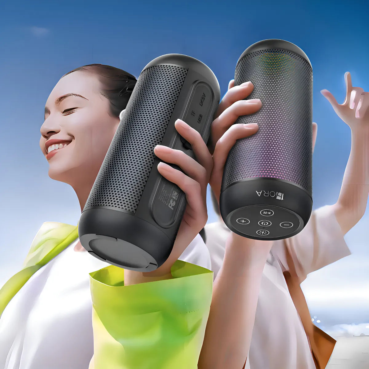Parlante Bluetooth Portátil 1Hora BOC242 FM Bocina con Luces RGB Conectividad AUX/USB/TF Color Negro Ideal para Fiestas y Cumpleaños