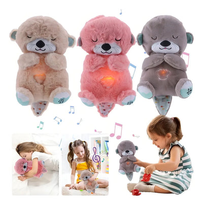 Peluche Realista Nutria Bebe Estimulacion Sensorial Sonido, Compañera De Respiración Relajante Ansiedad Te Ayuda A Dormir Color Gris