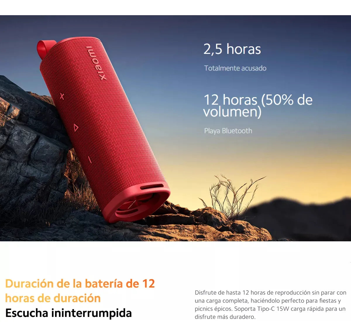 Xiaomi Sound Outdoor, Parlante Bt Portátil 30w Ip67 Tws, Red Rojo