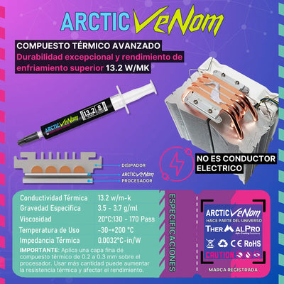 Combo Pasta Termica Y Pad 1.0 Mm Arctic Venom 13.2 Wmk