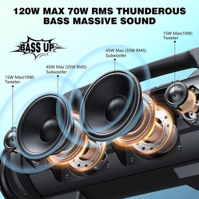 Parlante Portátil W-king D10 Bluetooth Ipx6 De 70w Rms Negro