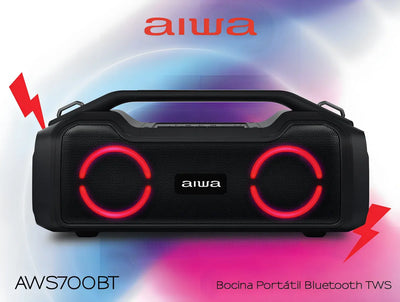 Parlante Aiwa AWS700BT portátil con bluetooth waterproof negra