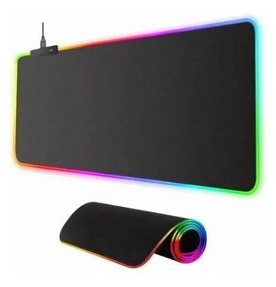 Rgb Alfombrilla De Ratón Iluminada Led Colorido Para Juegos Negro