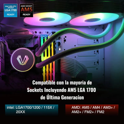 Enfriamiento Liquido Pc 240 Mm Argb Lga 1700 Am5 1200 Blanco