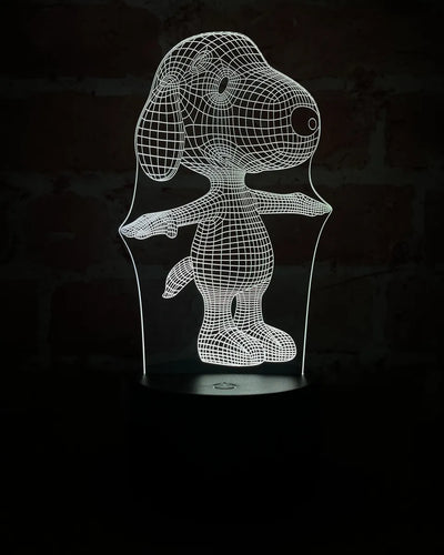 Lámpara De Noche Led 3d Snoopy Holograma Decoración Regalo - Negro
