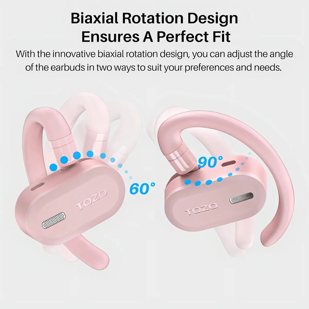 TOZO O2 OpenBuds Auriculares Inalámbricos Comodidad y Estilo para Cada Ocasión Color Rosado