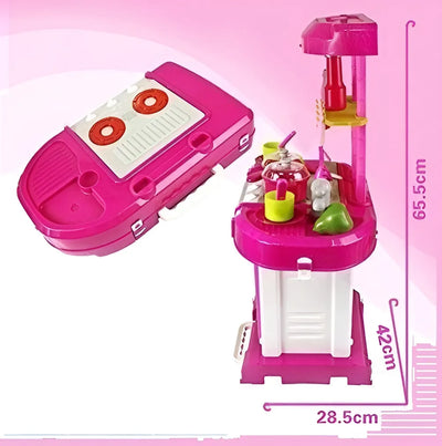Cocina Infantil Kitchen Little Modelo 008-921A Rosa Con Luz Sonido Accesorios