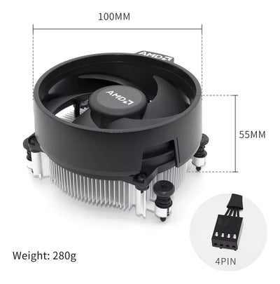 Cooler Am4 Amd Wraith Stealth, empaquetado y LED negro