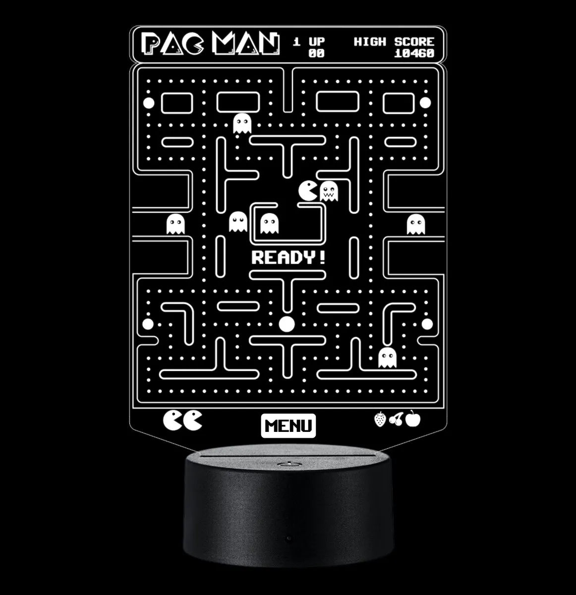 Lámpara De Noche Led Pac Man Decoración Regalo Holograma Negra