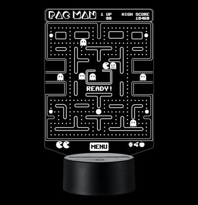 Lámpara De Noche Led Pac Man Decoración Regalo Holograma Negra
