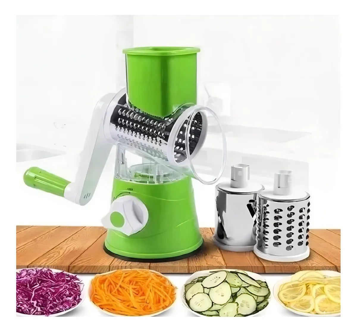 Cortador Rallador De Verduras Multiusos 3 En 1 Molino Verde