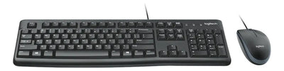 Kit de teclado y mouse Logitech MK120 Español Latinoamérica de color negro