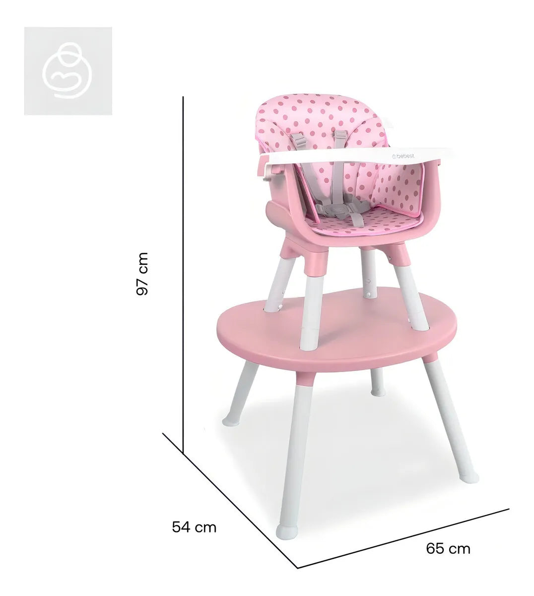 Silla Comedor Bebe 2 En 1 BEBESIT Comedor Escritorio con alcolchado Color Rosado