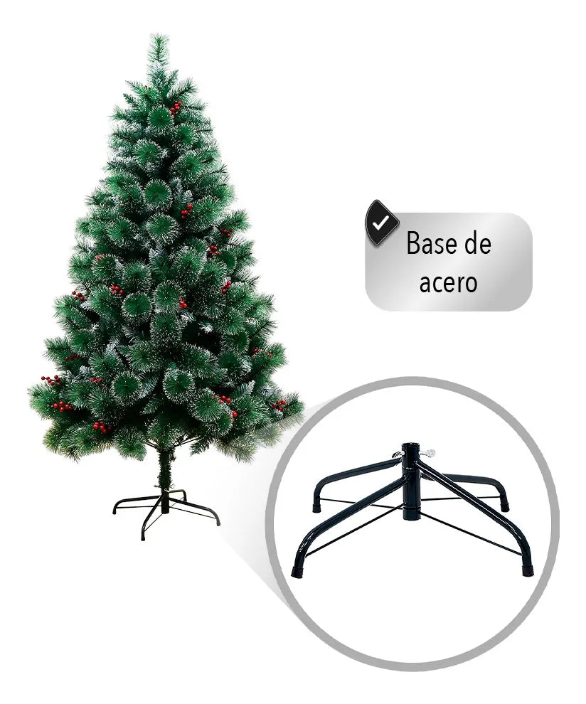 Árbol De Navidad Artificial Nevado Y Decorado Calidad 1.80 M Color Verde