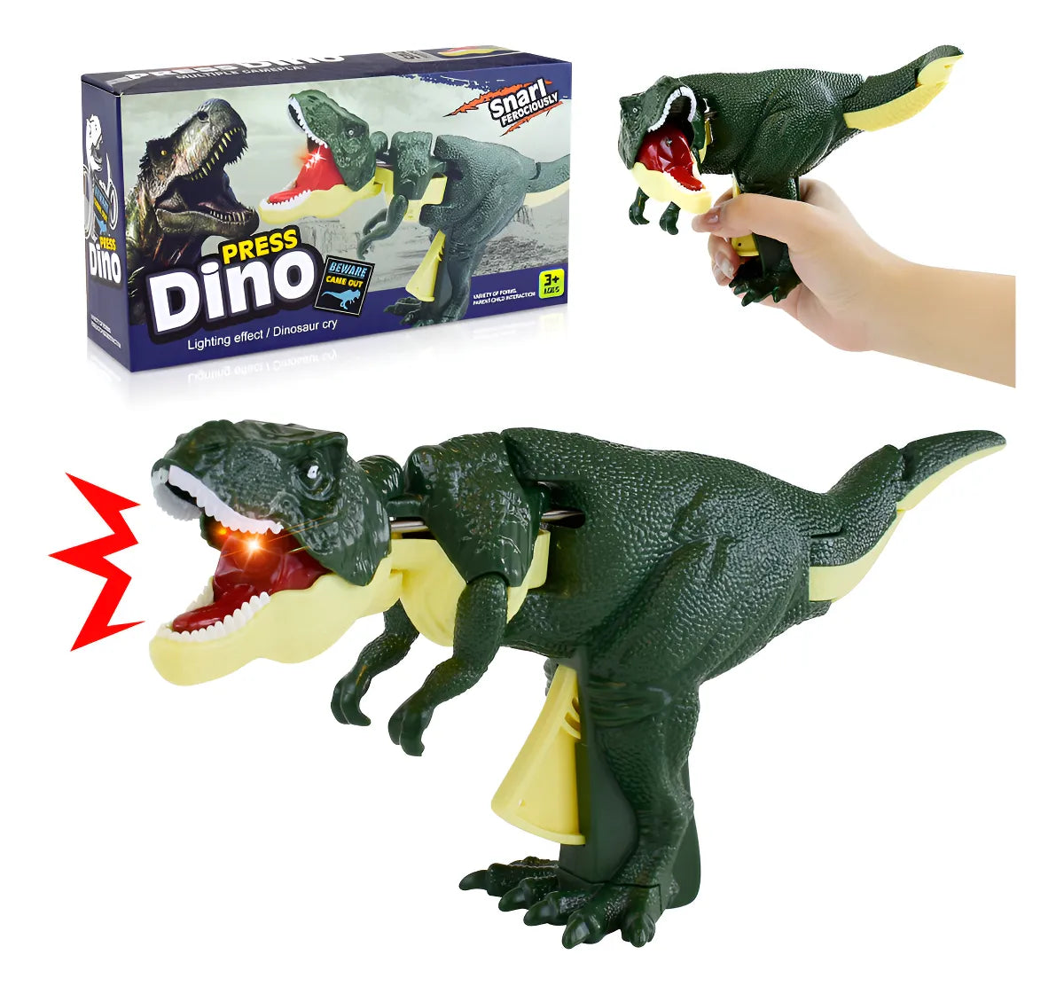 Dinosaurios Zazaza T Rex Con Luces Y Sonido Tiktok Moda Zaza Color Verde
