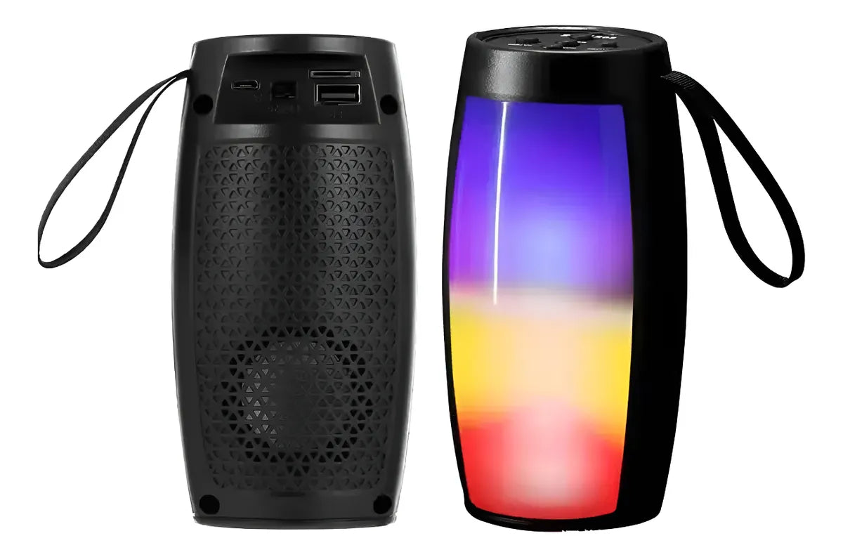 Parlante Portatil 3 Usb Inalambrico Luces Led Bluetooth 5w Negro
