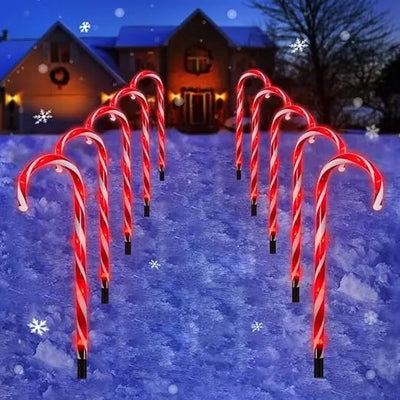 Luces Decorativas 5 Unidades Solares Navidenas Bastones Navideños Luces Solares Decorativas Navidad Adornos Navideños Luces Navideñas Decorativas Qatarshop Bastones Luces Solares