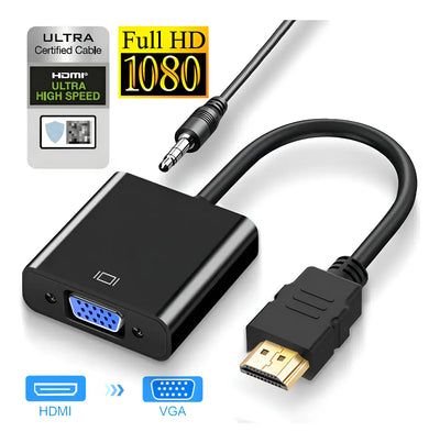 Cable Adaptador HDMI a VGA Gomita 1080p con Audio Xbox PS TV PC