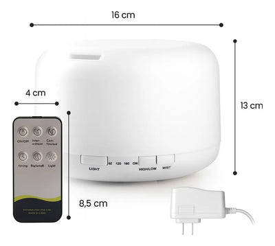 Humidificador Difusor Ultrasonico Led + Esencia + Control - Blanco