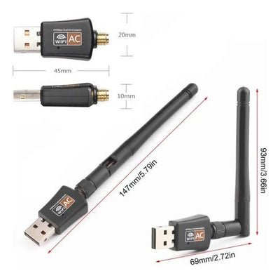 Receptor Wifi 600mbs Doble Banda Tarjeta Usb Dual 2.4-5 Ghz