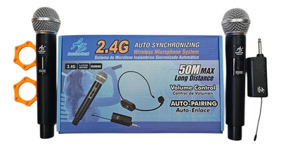 Micrófono Inalámbrico 2doble Receptor Plug American Sound Negro