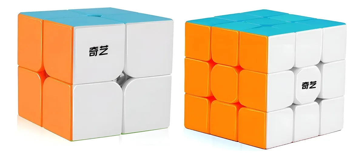 Pack X2 Rubik 2x2-3x3 Qiyi Stickerless Speed Cube