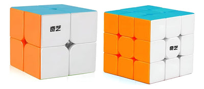 Pack X2 Rubik 2x2-3x3 Qiyi Stickerless Speed Cube