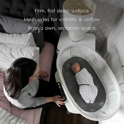 4moms Mamaroo Sueño Cuna, Moisés Del Bebé Bluetooth Y Mueble Color Blanco