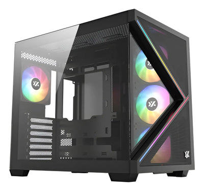 Chasis Gamer Xyz Qubex Black | Argb | Atx | 4 Fans | Type C Negro