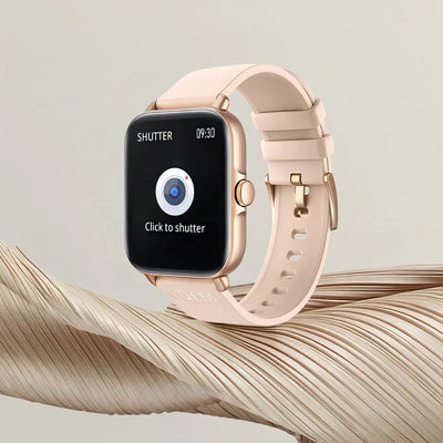 Reloj Smartwatch Colmi P28 Plus Gold 1,69 Ip67 Fitness Color De La Caja Black Color De La Malla Dorado