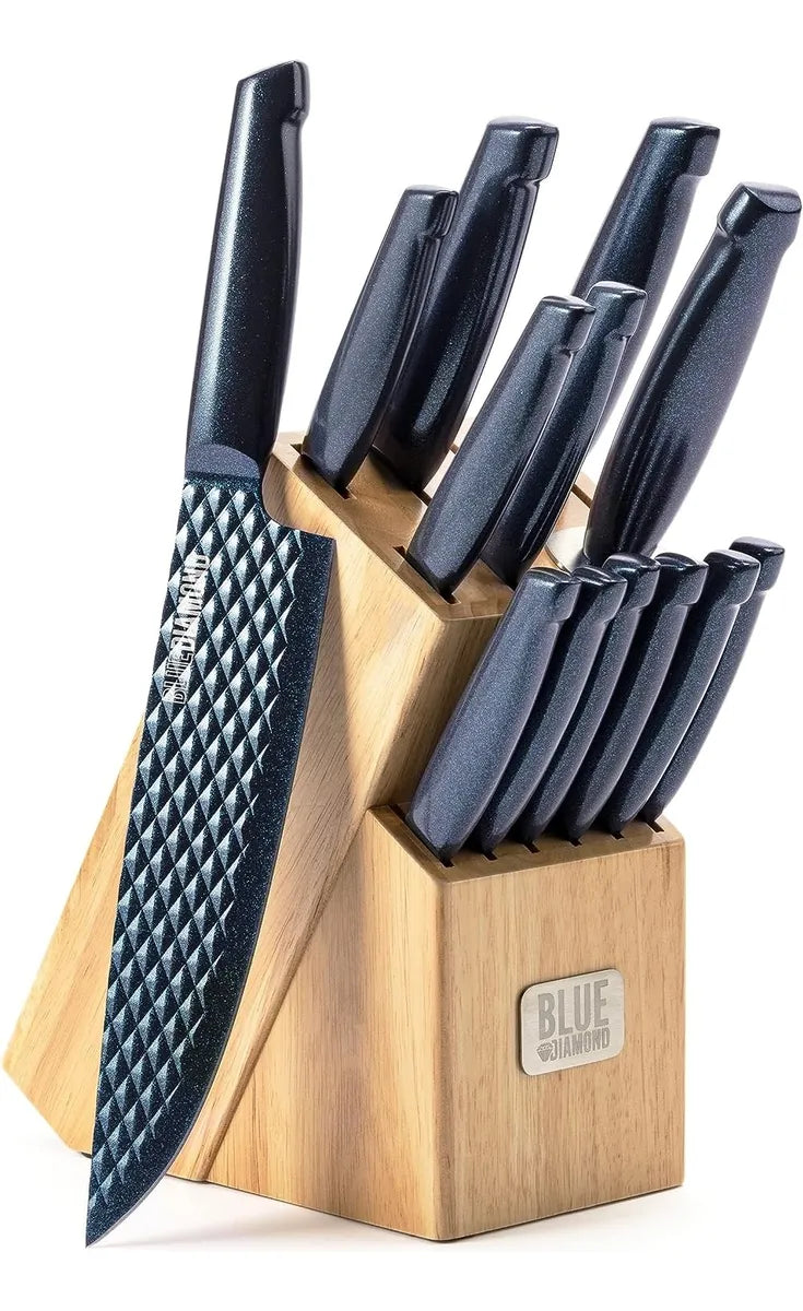 Set Cuchillos Acero Inoxidable Azul Diamond 14 Piezas