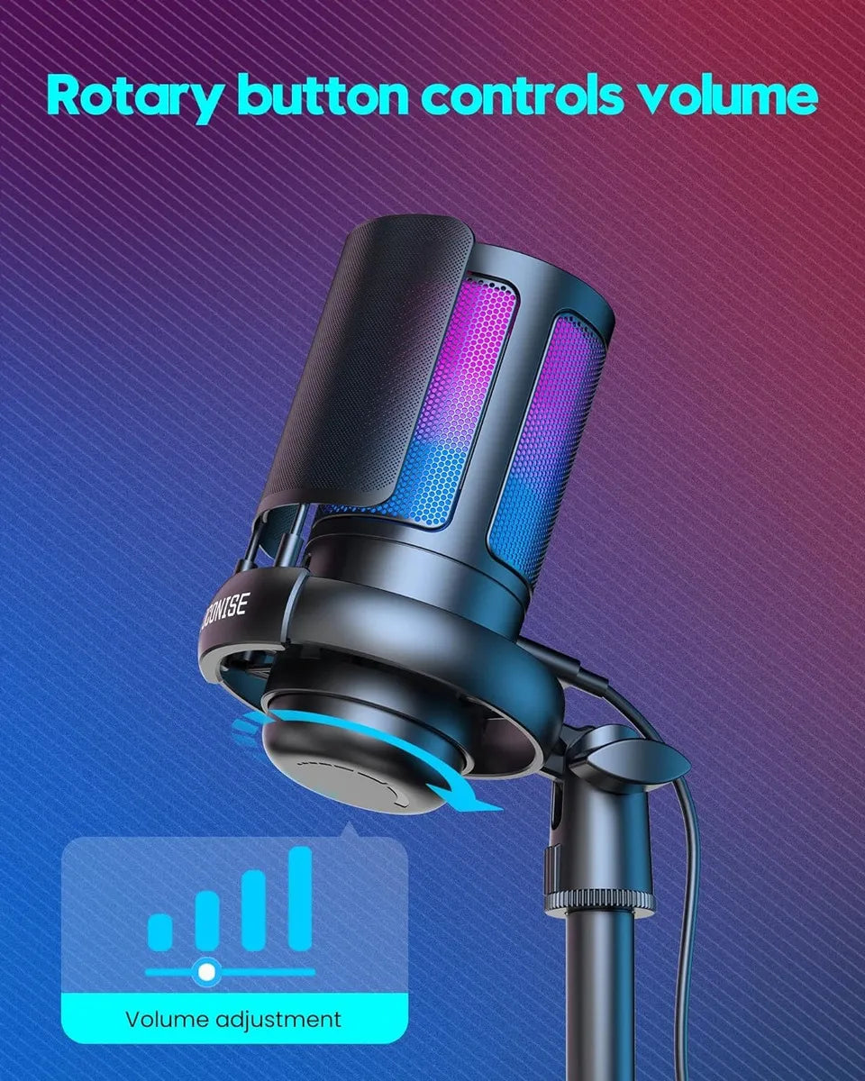 Micrófono Usb, Podcasts, Transmisión, Filtro Antipop, Rgb Color Negro