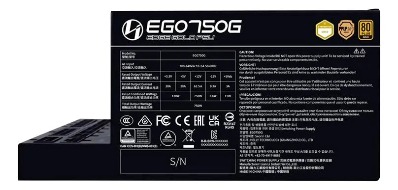 Fuente De Poder Lian Li 750w Atx Edge Gold Black Negro