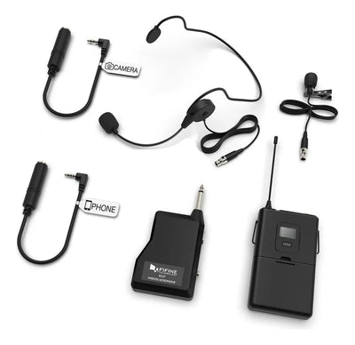 Fifine K037b con micrófono de solapa y auriculares de color negro