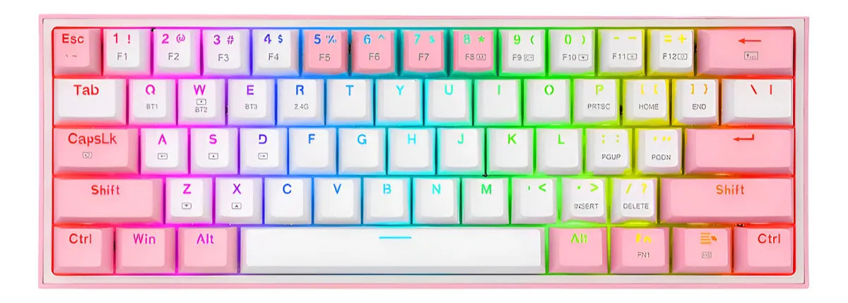 Teclado Redragon Fizz Pro Wireless K616-rgb White/pink Teclado Blanco-rosa Idioma Español