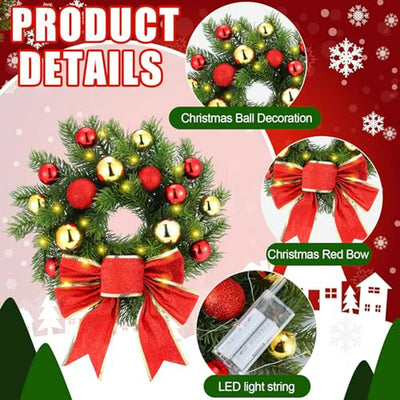 Adorno Navideño Para Coche Con Luces Led Y Lazo Rojo