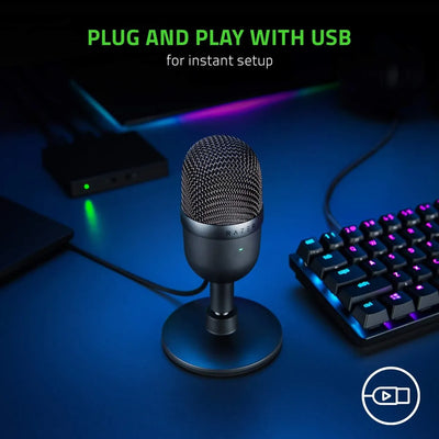Micrófono Usb Gamer Razer Seiren Mini Compact Supercardioide Negro Clásico