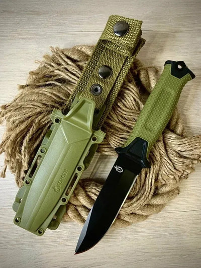 Cuchillo Puñal Tactico Gerber Bear Grylls Y Funda Camping Negro