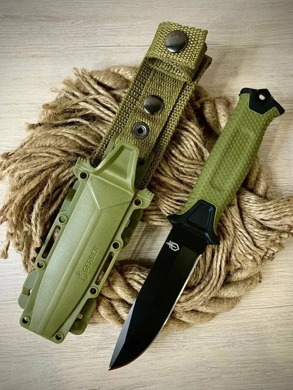 Cuchillo Puñal Tactico Gerber Bear Grylls Y Funda Camping Negro