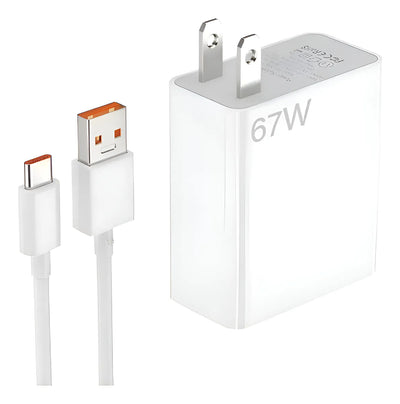 Cargador Celular Tipo C 67w Cable Carga Rápida Usb Teléfono Blanco