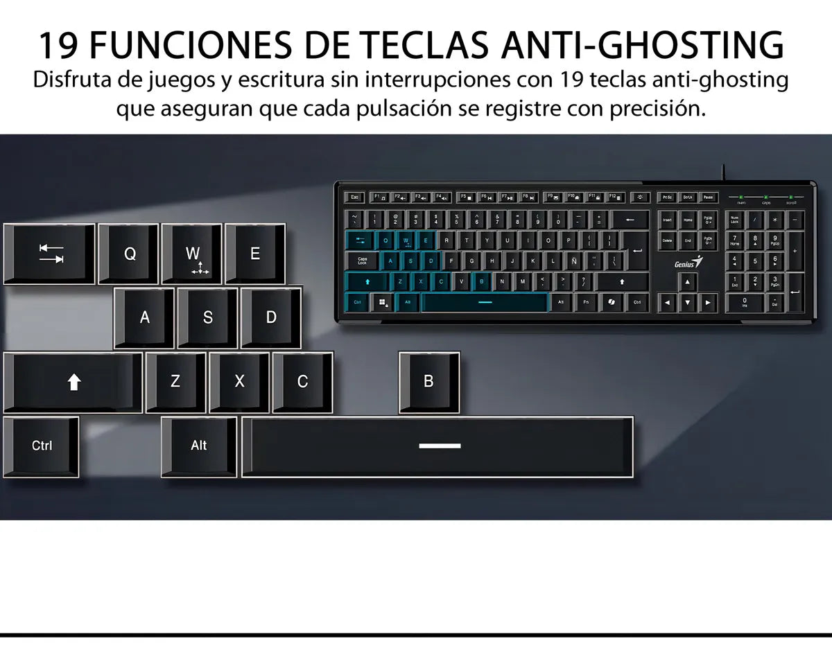 Teclado Con Cable Genius Slimstar 820 Iluminado Usb Teclado Negro Idioma Español España