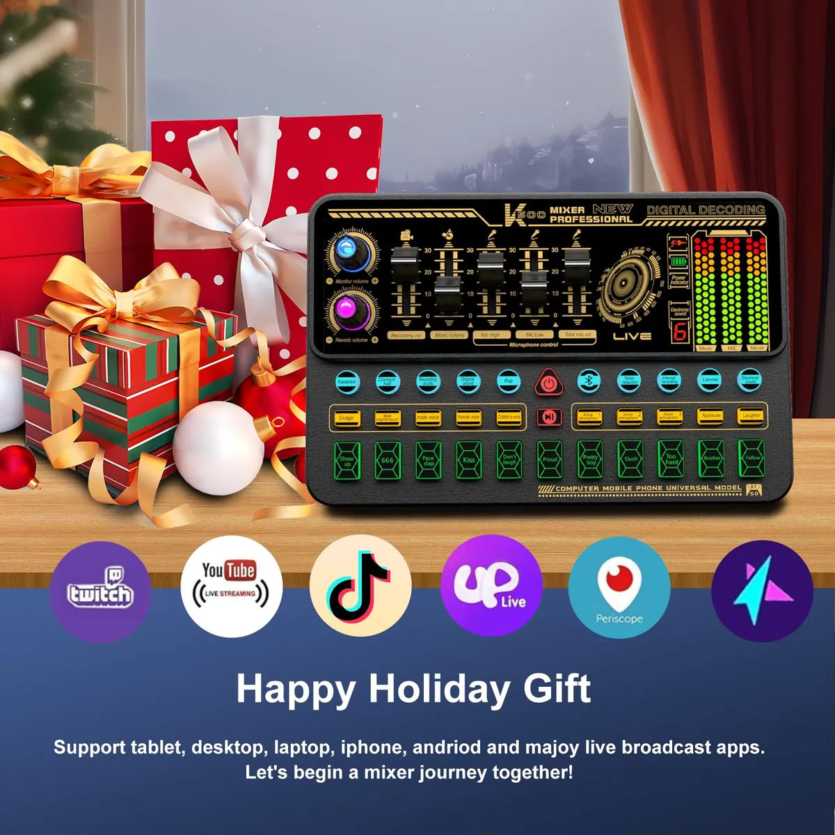 Hosabely Mezclador De Audio Con Efectos, Tarjeta De Sonido .