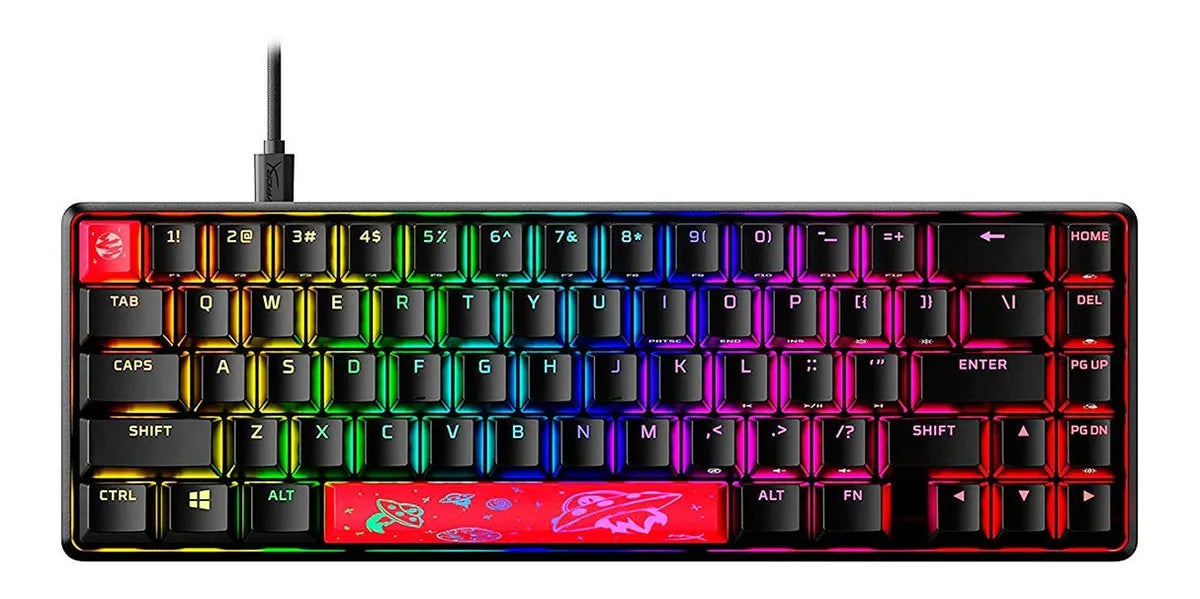 Teclado HyperX Alloy QWERTY HyperX Linear Red inglés US color negro con luz RGB