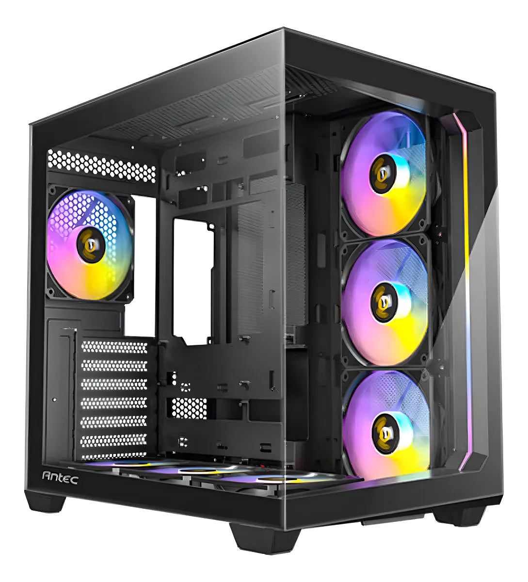 Armario para juegos Antec C5 Argb de vidrio de 4 mm, 7 ventiladores de 120 mm, color negro