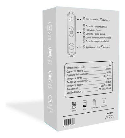Audífonos Bluetooth Movisun S3 Magnético Color Negro